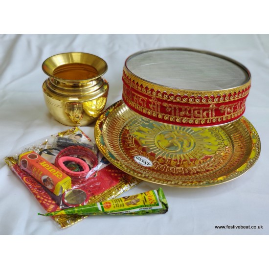 Karwa Chauth Thali set D10 (BRASS COMBO)
