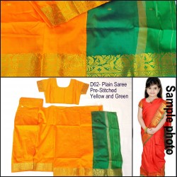 Saree D62 (2-8 yrs)- Yellow Green