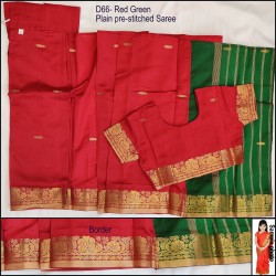 Saree D66 (2-8 yrs)- Red and Green