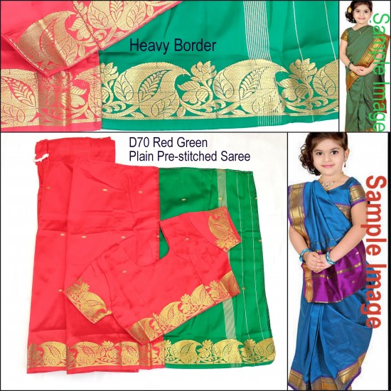 Saree D70 (2-8 yrs)- Red and Green
