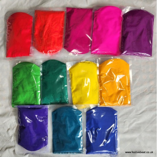 Gulal Organic Scented Holi color powders- 250 gms each (packed in clear bag)