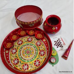 Karwa chauth platter 18 (stone work) meenakari work thali