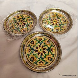 Puja Thali  stainless steel Meenakari D-01 ( 6 inches)