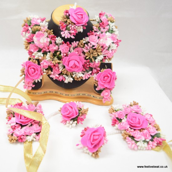 Floral Dark pink Necklace Set- with Hathphool Floral Dark pink Necklace Set- with Hathphool