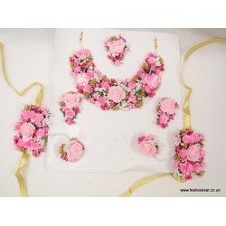 Floral Light pink Necklace set- with Hathphool