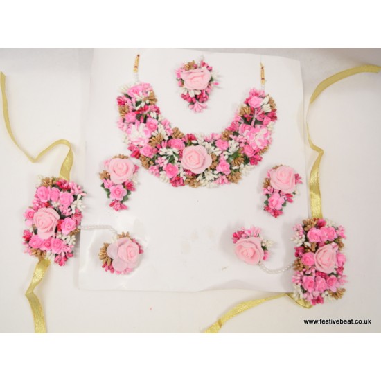 Floral Light pink Necklace set- with Hathphool Floral Light pink Necklace set- with Hathphool