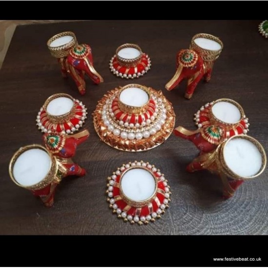 Decorative Diya / Candle Holders- D60 (Elephant Set)