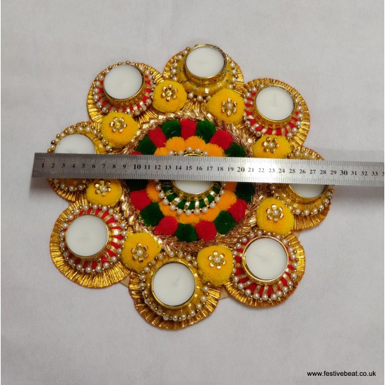Decorative Pompom Candle holder/Rangoli-D15