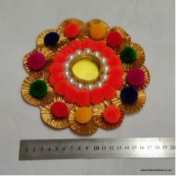 Decorative Pompom Candle holder/Rangoli-D17